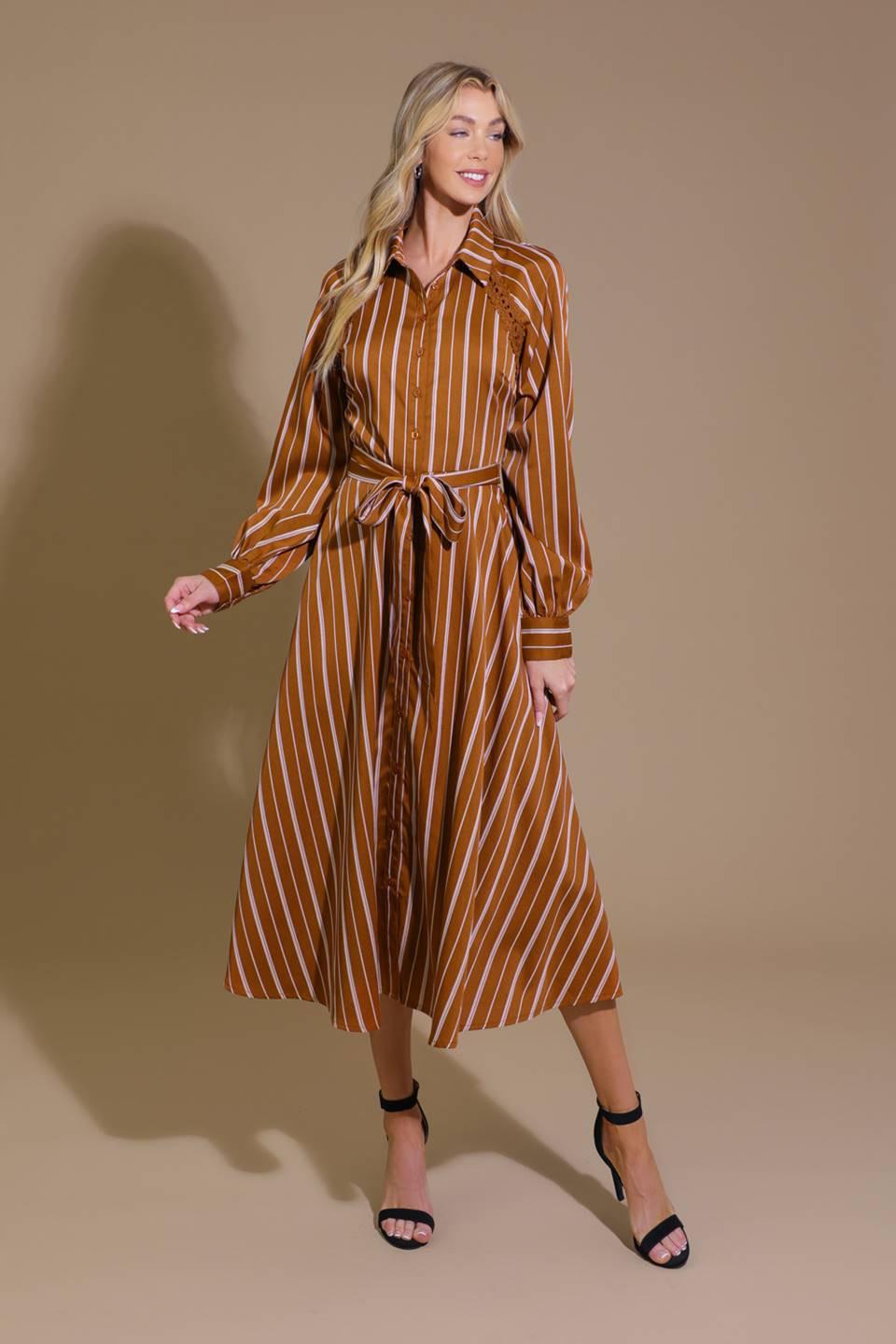 Forever Your Girl Woven Midi Dress in caramel, view 5 — Soul Flow Apparel