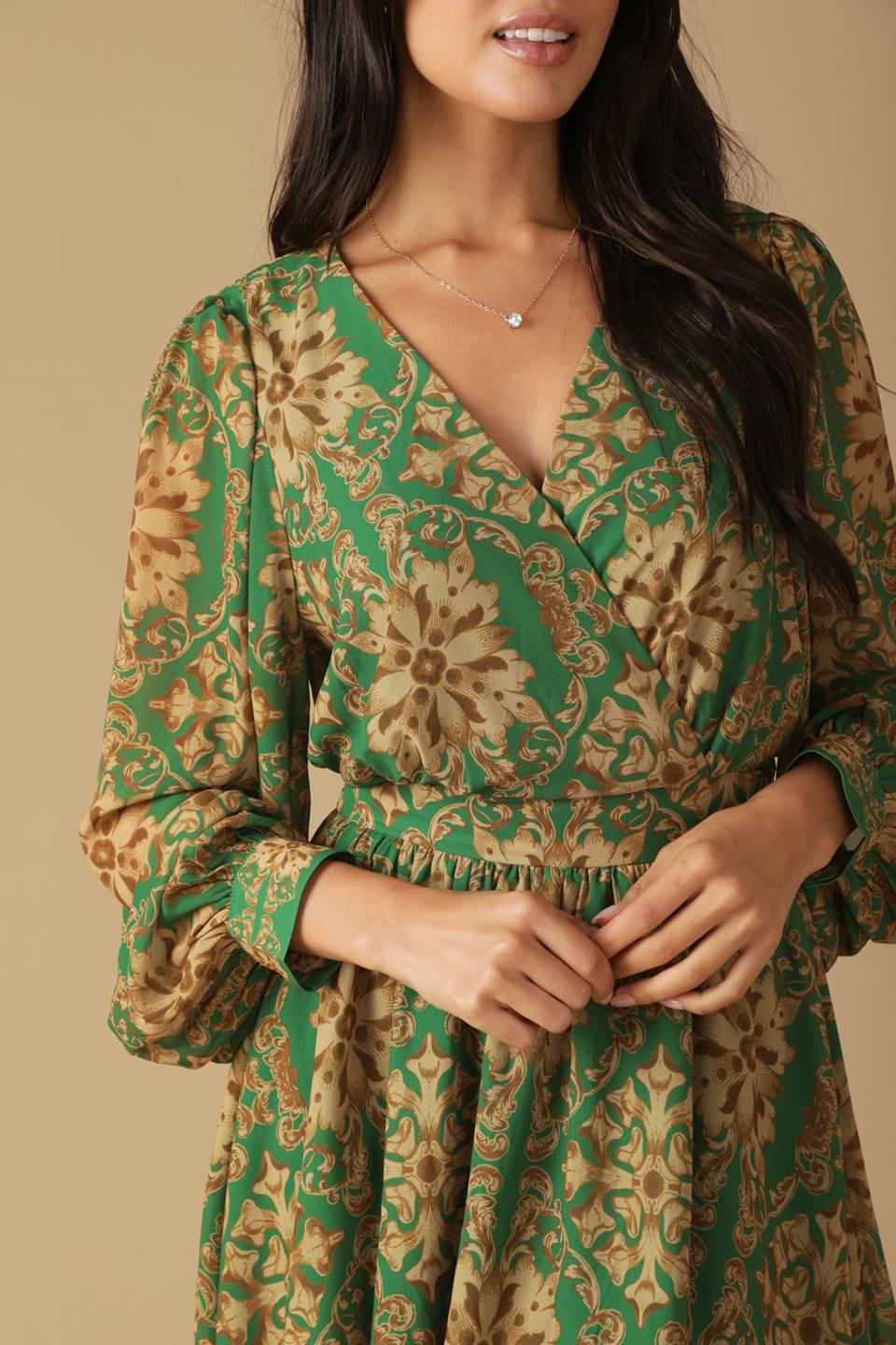 Got Me Wondering Woven Mini Dress in green, view 3 — Soul Flow Apparel