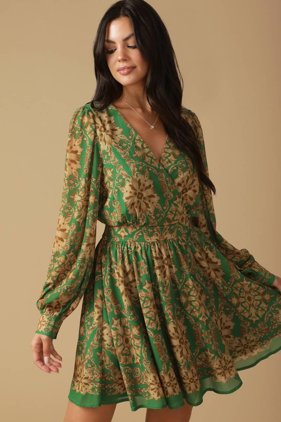Got Me Wondering Woven Mini Dress in green, view 4 — Soul Flow Apparel
