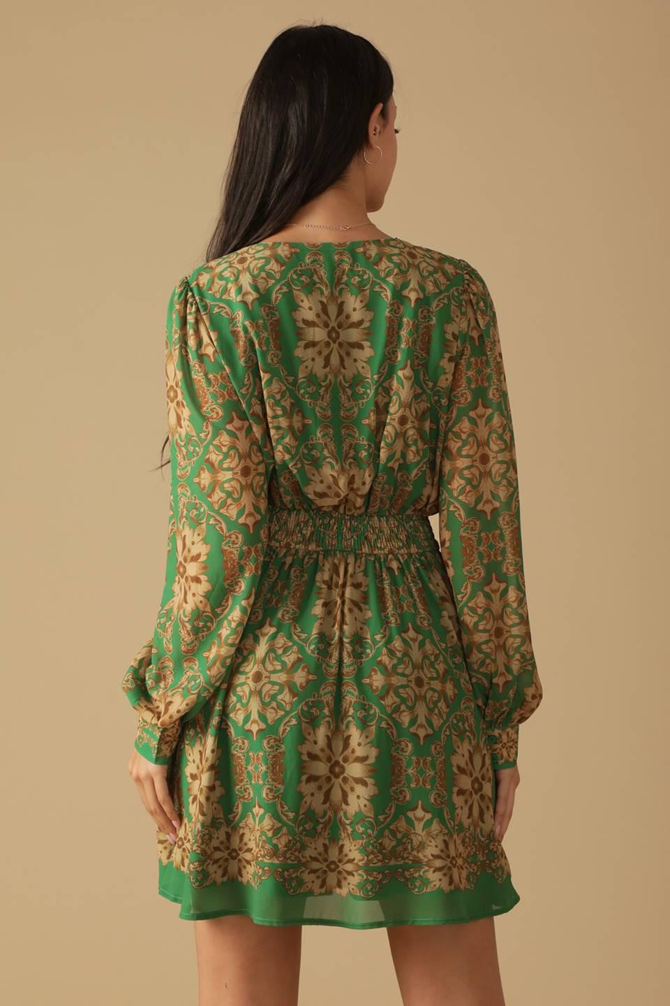 Got Me Wondering Woven Mini Dress in green, view 6 — Soul Flow Apparel