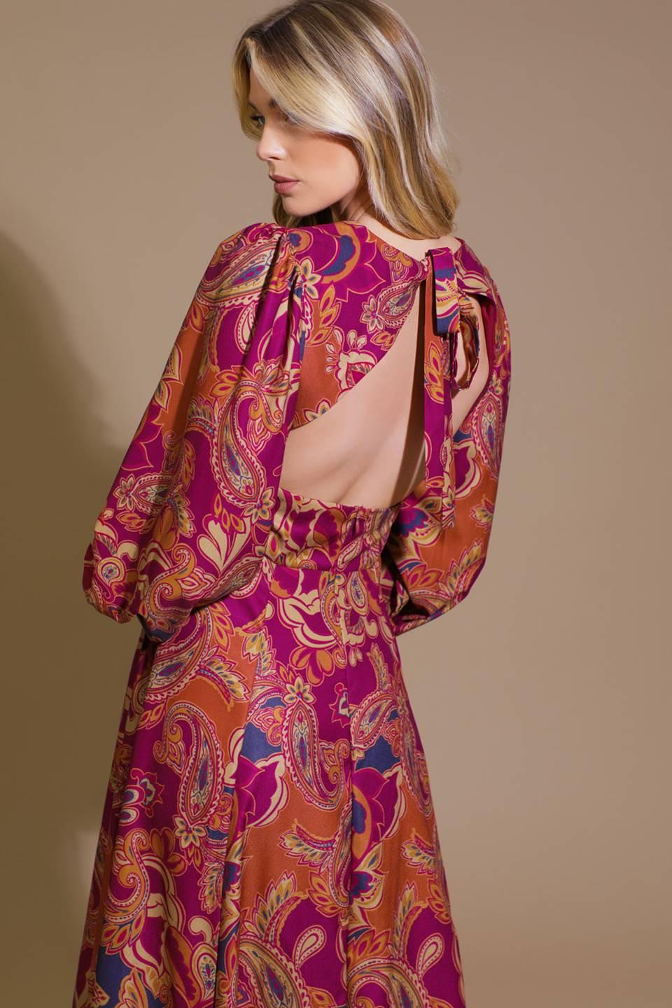 Forevermore Woven Midi Dress in rust magenta, view 4 — Soul Flow Apparel