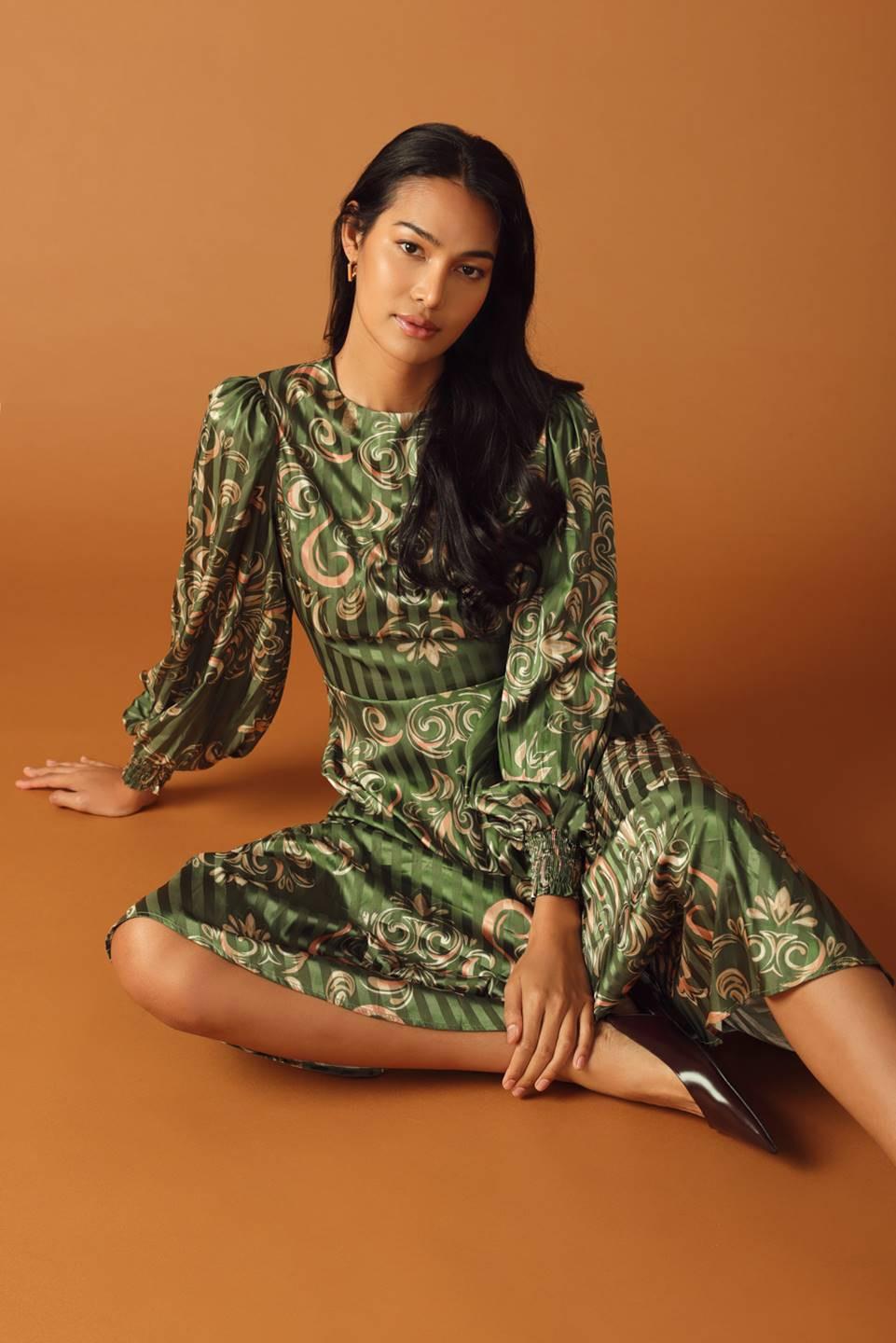 Moments of Clarity Woven Midi Dress in olive, view 8 — Soul Flow Apparel