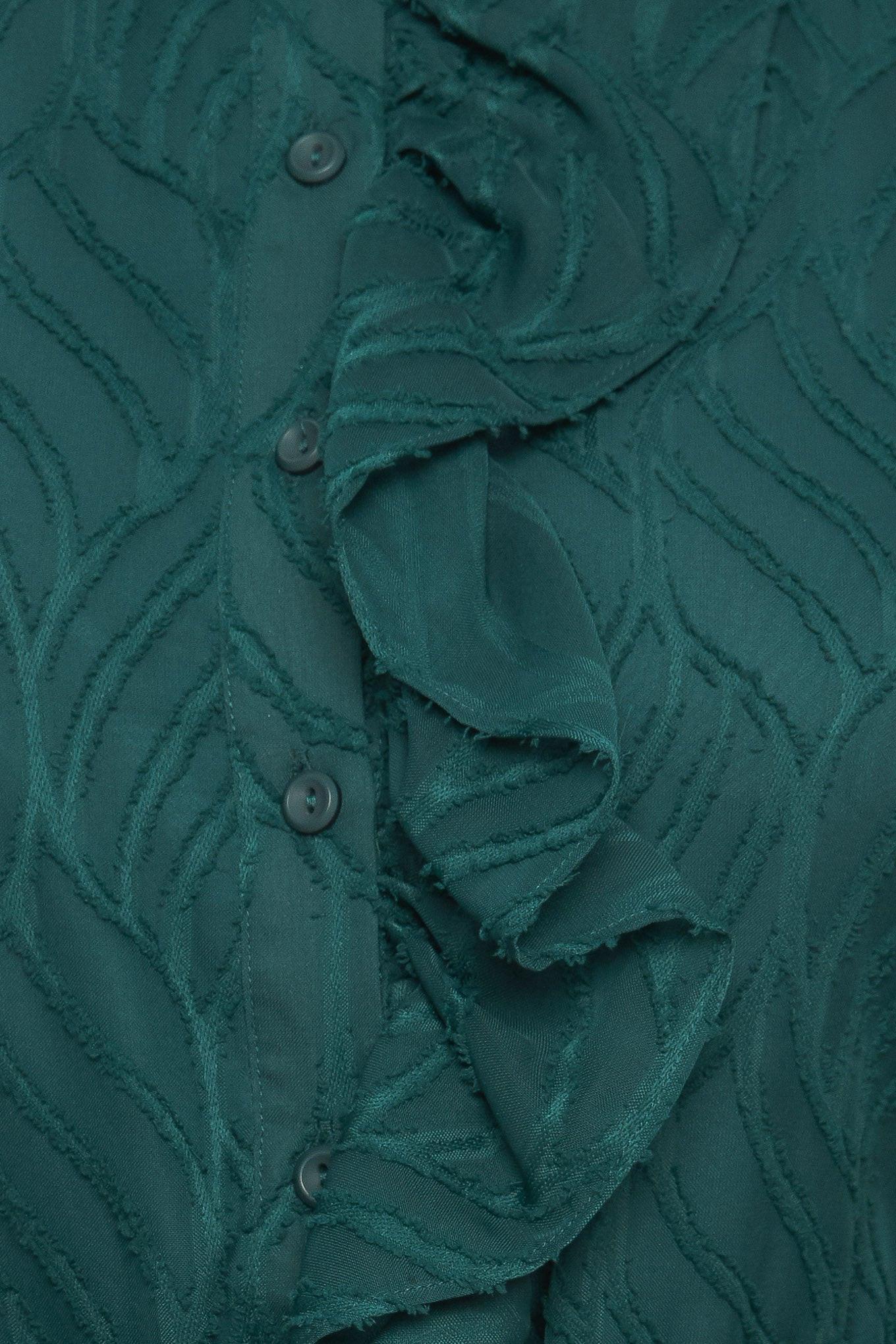 Emerald Whisper Woven Midi Dress in dark green, fabric swatch — Soul Flow Apparel