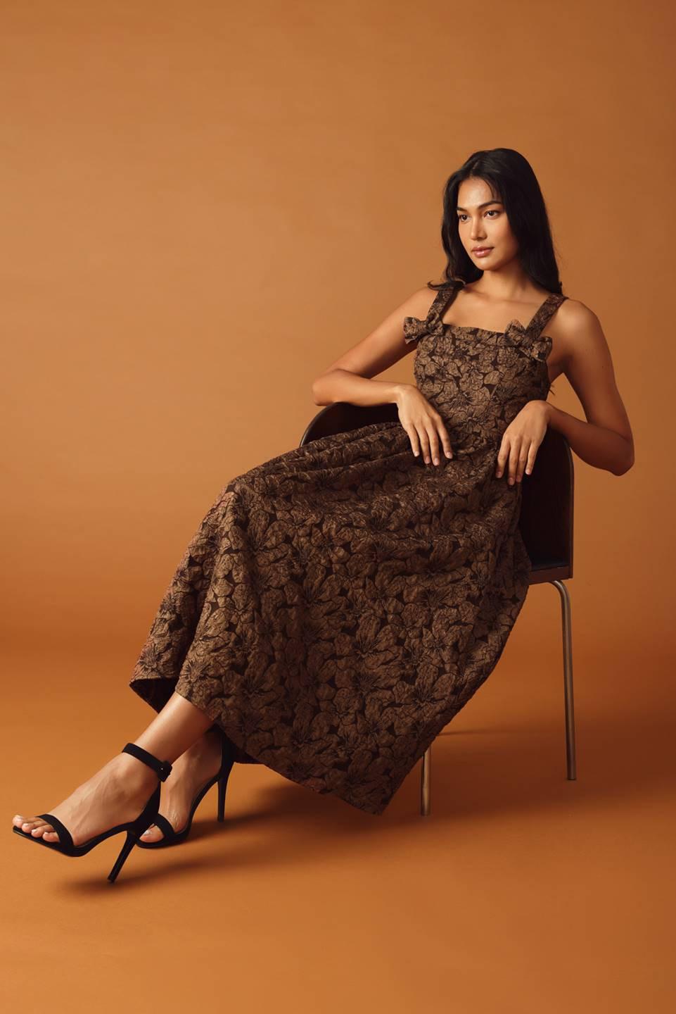 Lost in Time Woven Midi Dress in brown, view 7 — Soul Flow Apparel