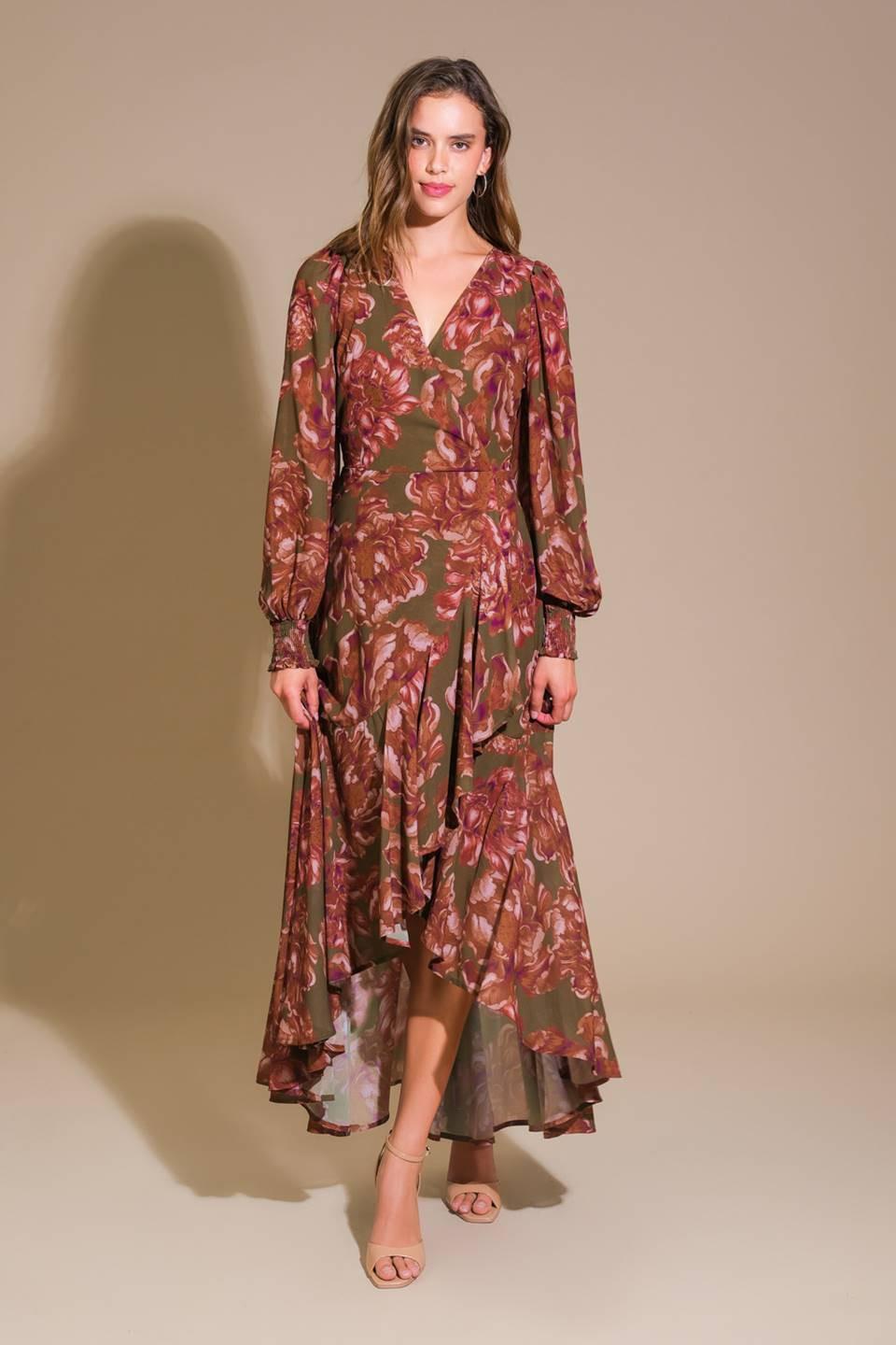 Profound Romance Woven Maxi Dress in olive, view 1 — Soul Flow Apparel