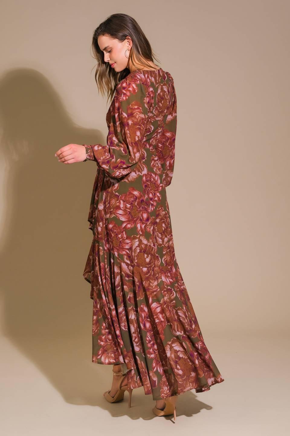 Profound Romance Woven Maxi Dress in olive, view 2 — Soul Flow Apparel
