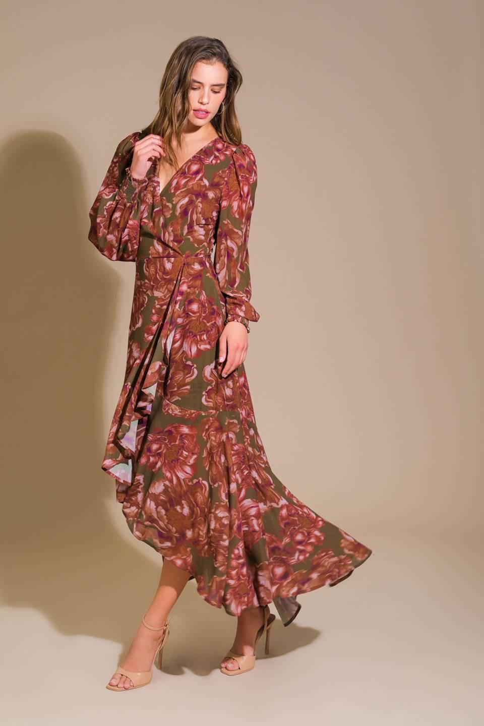 Profound Romance Woven Maxi Dress in olive, view 3 — Soul Flow Apparel
