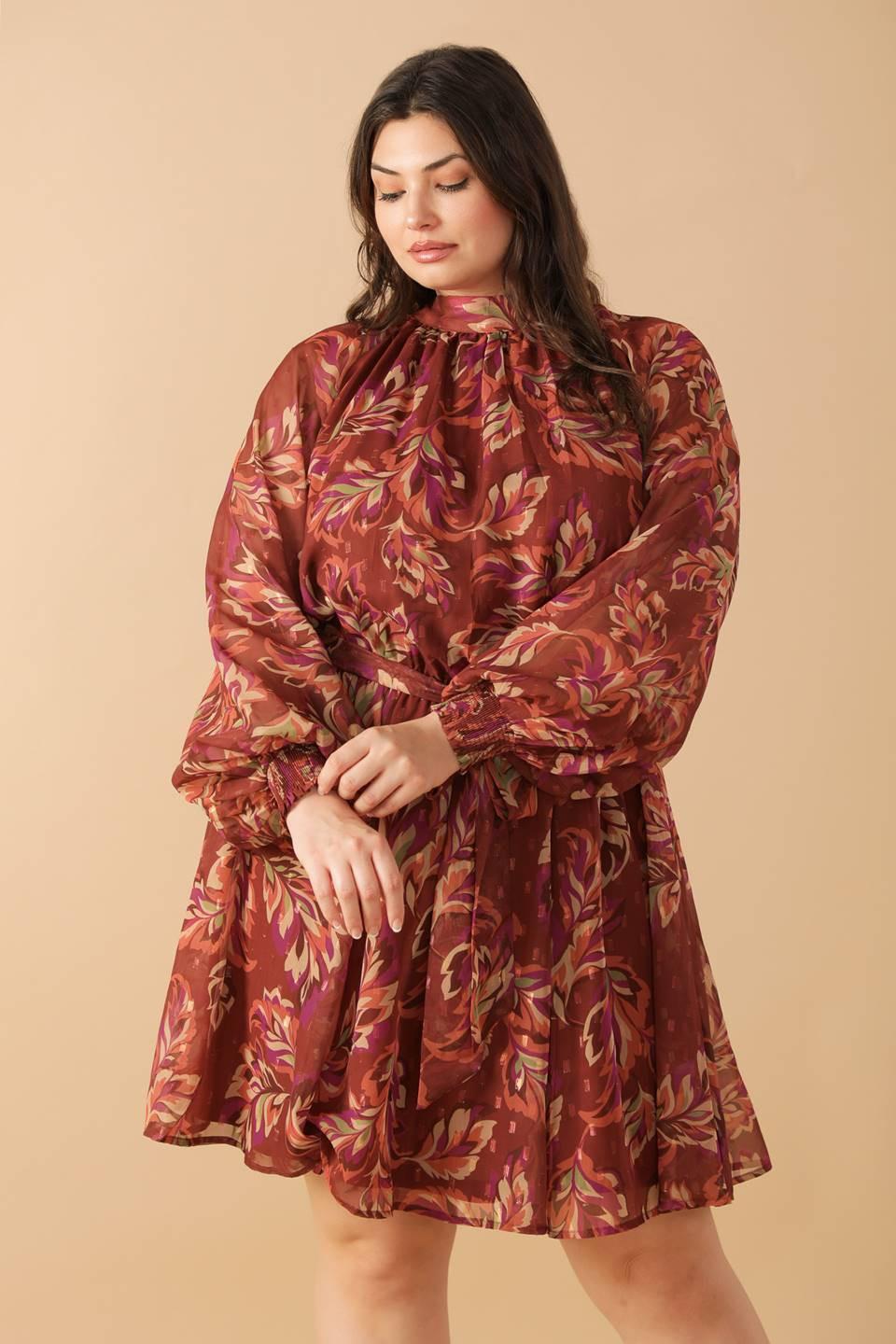Artistic Essence Woven Mini Dress in terra cotta, view 3 — Soul Flow Apparel
