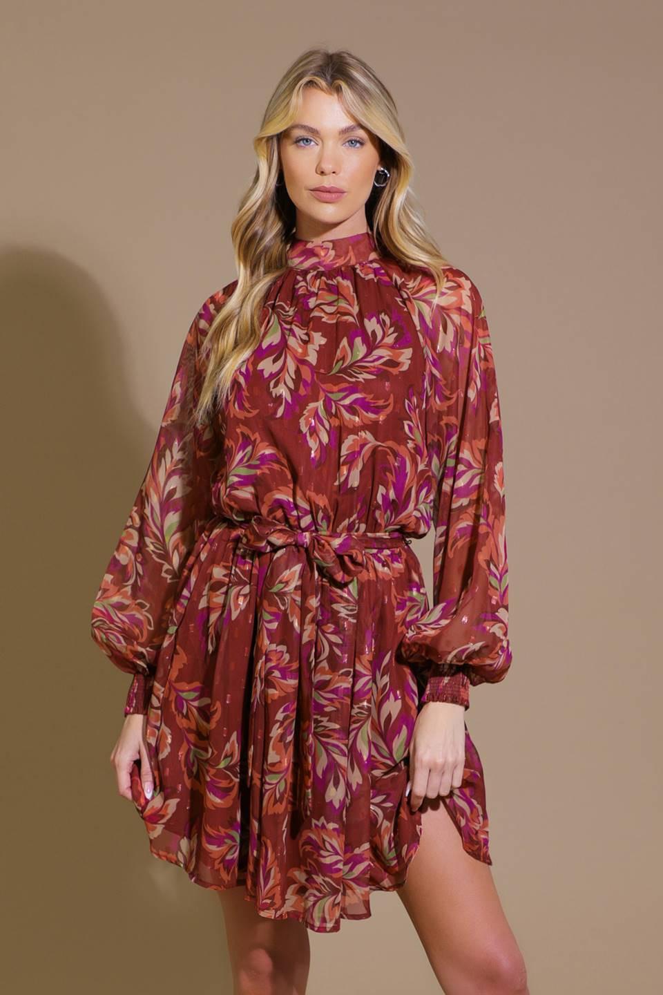 Artistic Essence Woven Mini Dress in terra cotta, view 1 — Soul Flow Apparel