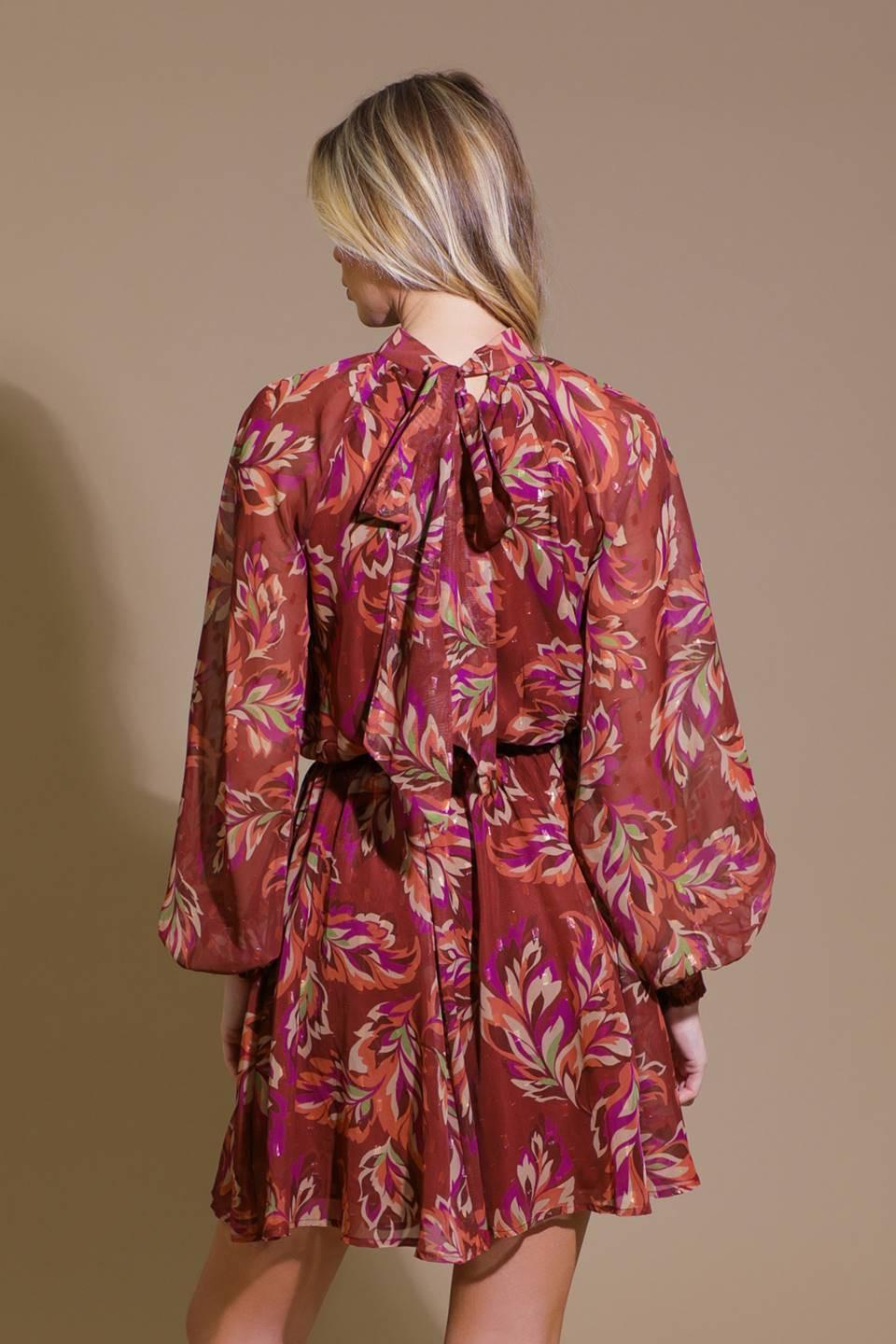 Artistic Essence Woven Mini Dress in terra cotta, view 2 — Soul Flow Apparel