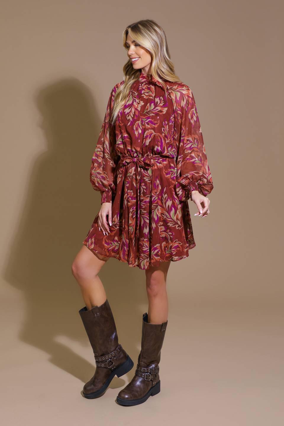 Artistic Essence Woven Mini Dress in terra cotta, view 3 — Soul Flow Apparel