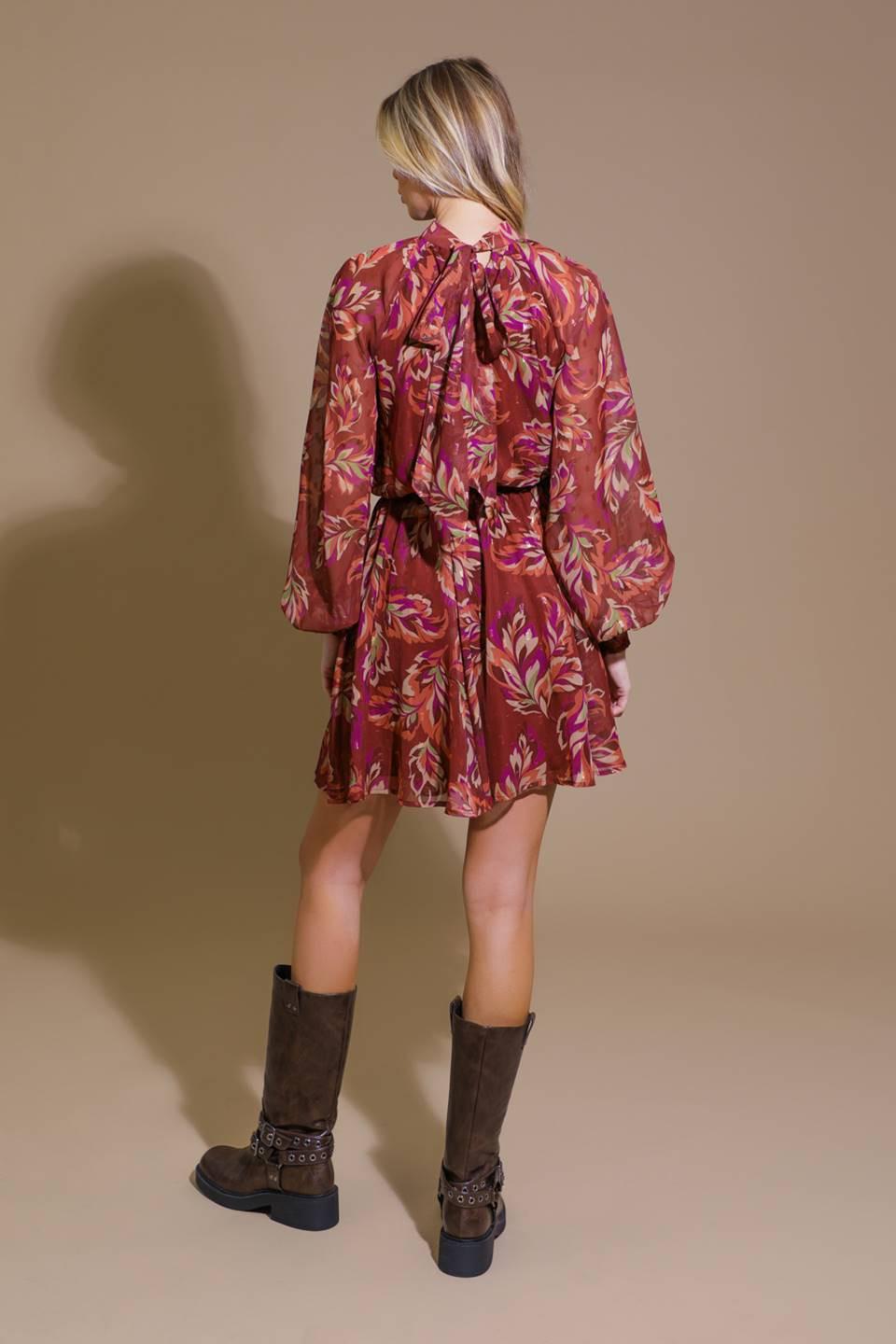 Artistic Essence Woven Mini Dress in terra cotta, view 6 — Soul Flow Apparel