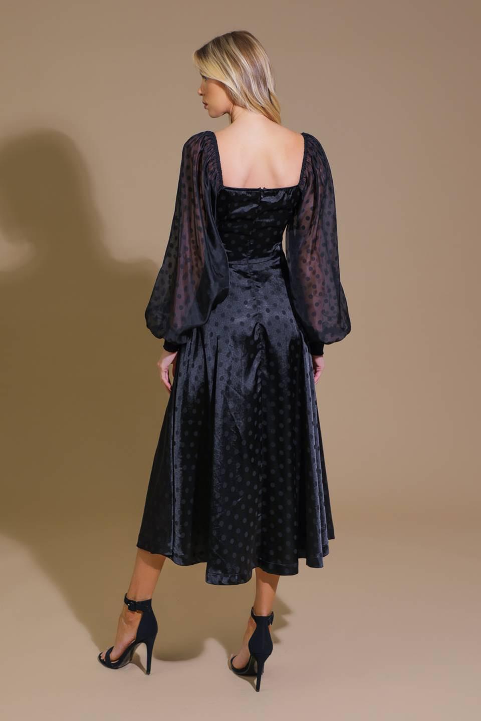 Luminous Vibes Woven Midi Dress in black, view 2 — Soul Flow Apparel