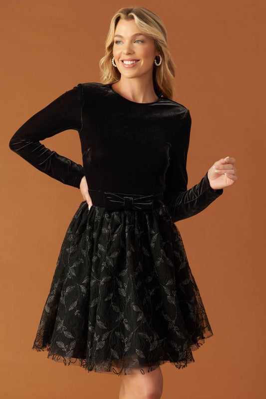 Café Conversation Woven Mini Dress in black, view 5 — Soul Flow Apparel