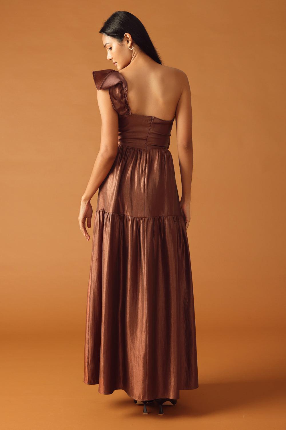 Find the Answer Woven Maxi Dress in brown, view 6 — Soul Flow Apparel