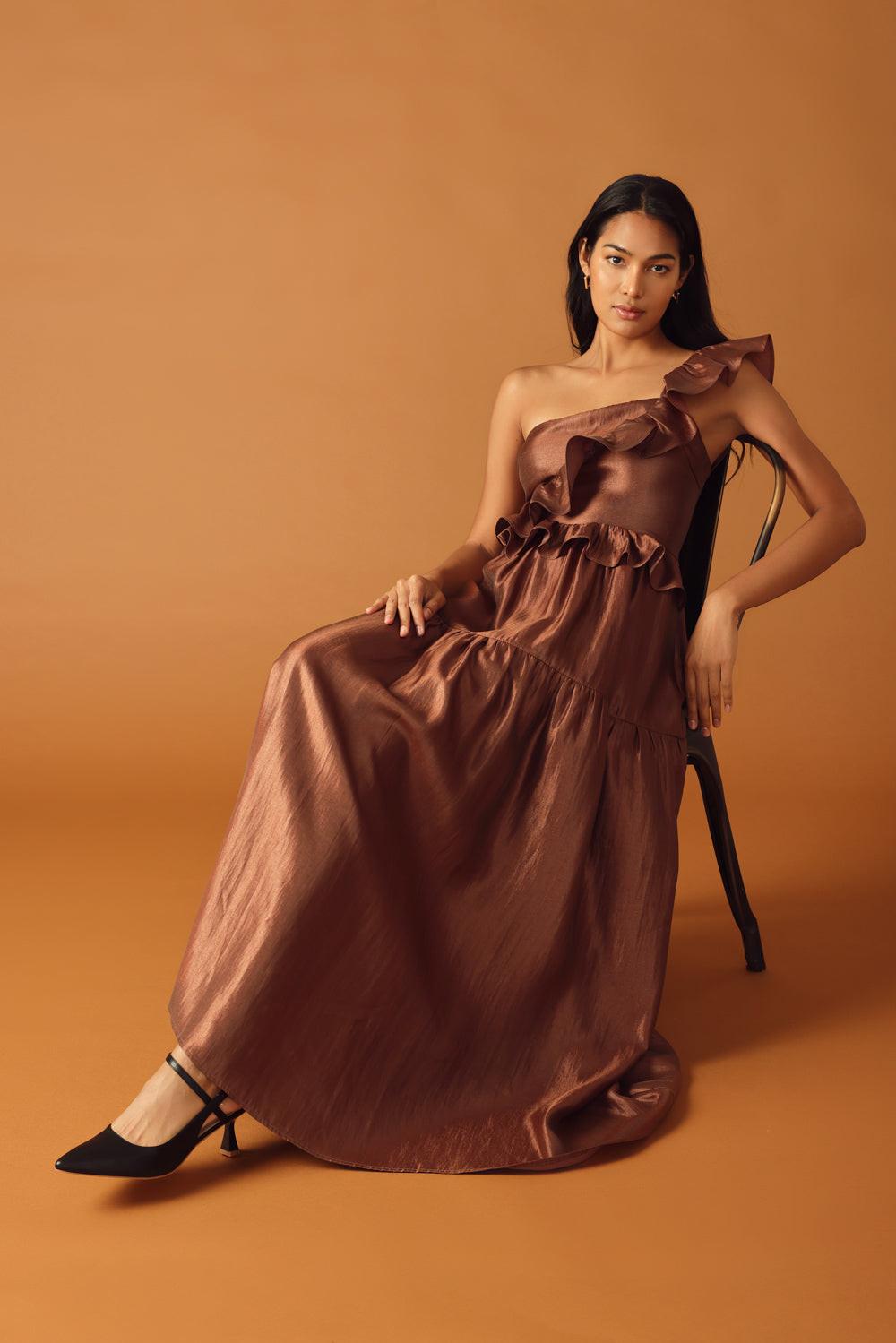 Find the Answer Woven Maxi Dress in brown, view 7 — Soul Flow Apparel