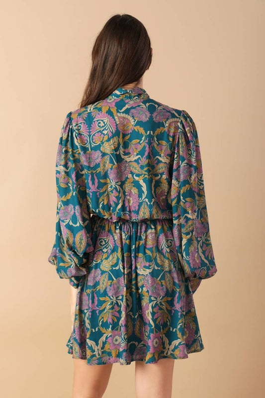 Much to Do Woven Mini Dress in teal, view 5 — Soul Flow Apparel