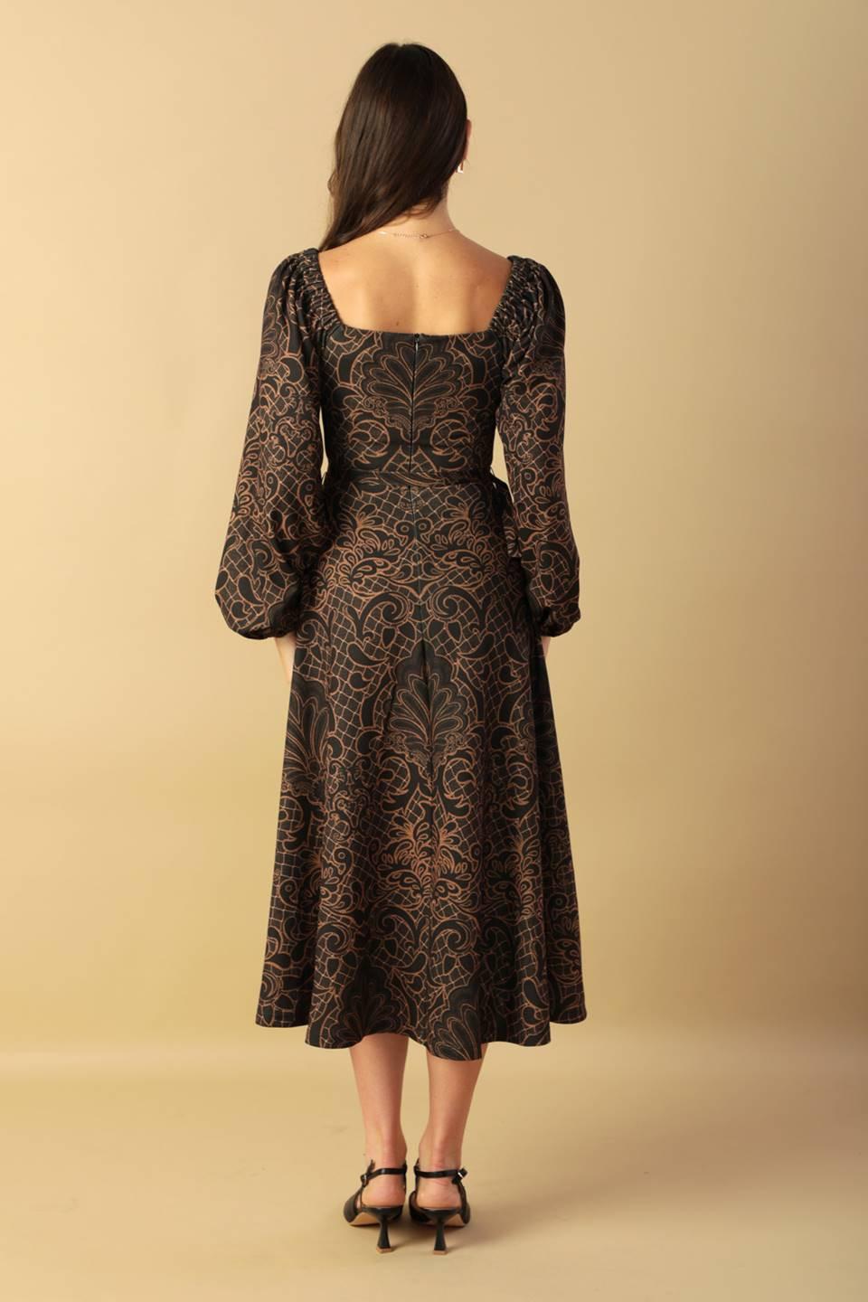 Rustic Allure Woven Midi Dress in brown, view 5 — Soul Flow Apparel