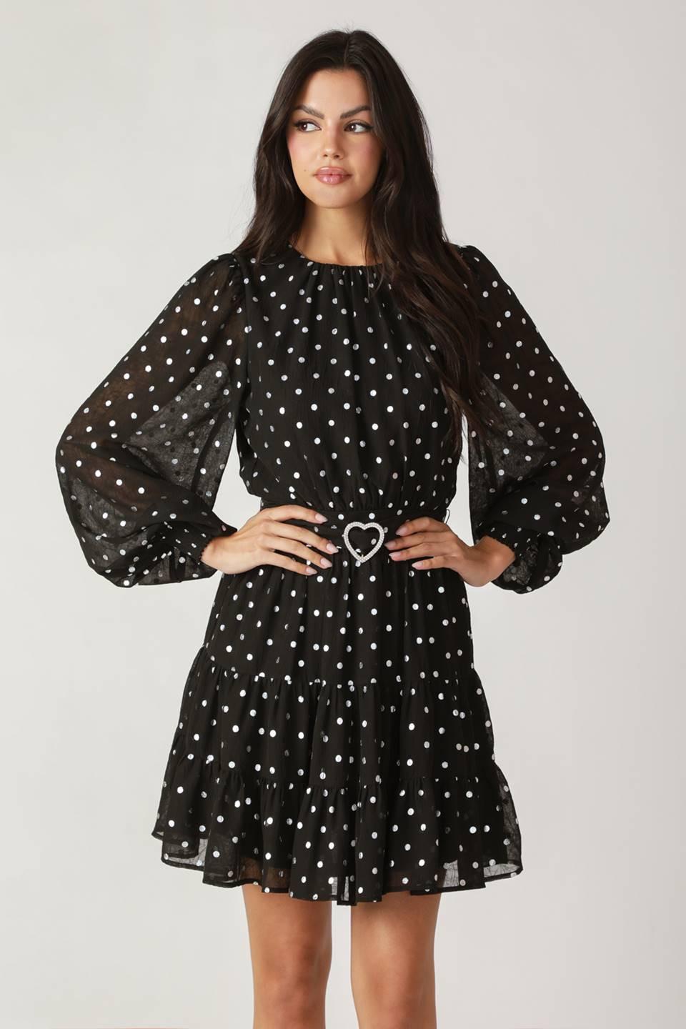 Dancing in the Rain Woven Mini Dress in black, view 1 — Soul Flow Apparel