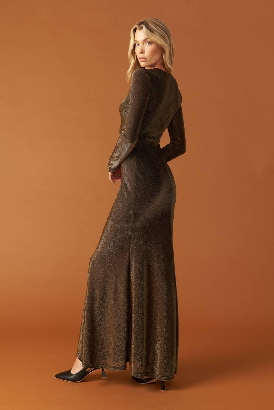 I'm Telling You Mermaid Maxi Dress in black gold, view 5 — Soul Flow Apparel