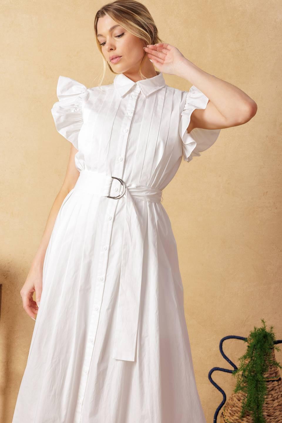 Glimpse in Time Woven Midi Dress in white, view 4 — Soul Flow Apparel