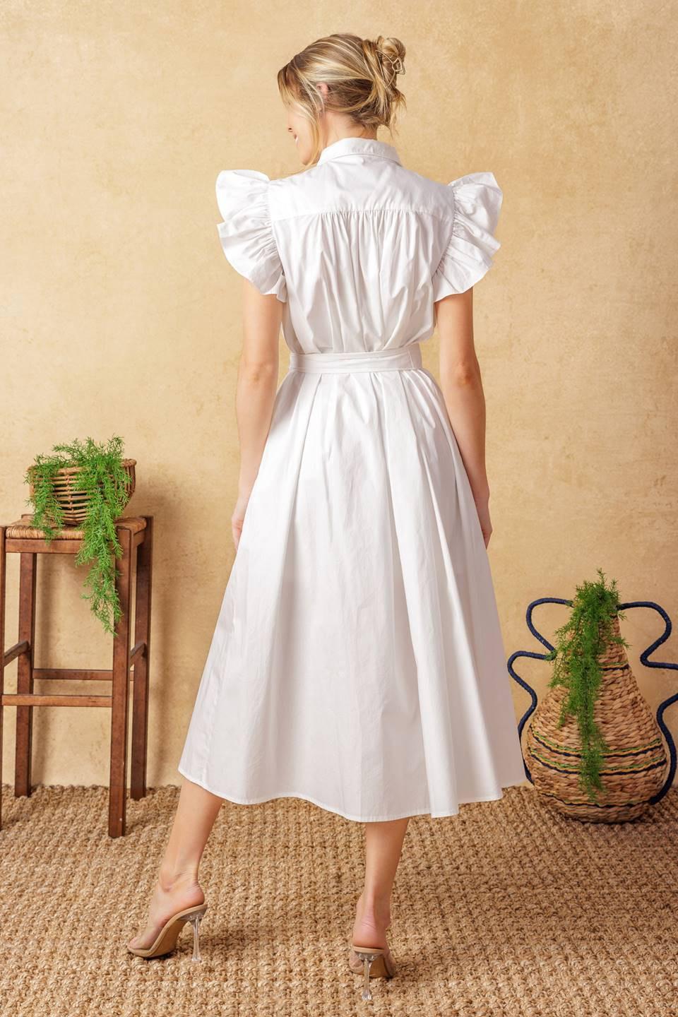 Glimpse in Time Woven Midi Dress in white, view 5 — Soul Flow Apparel