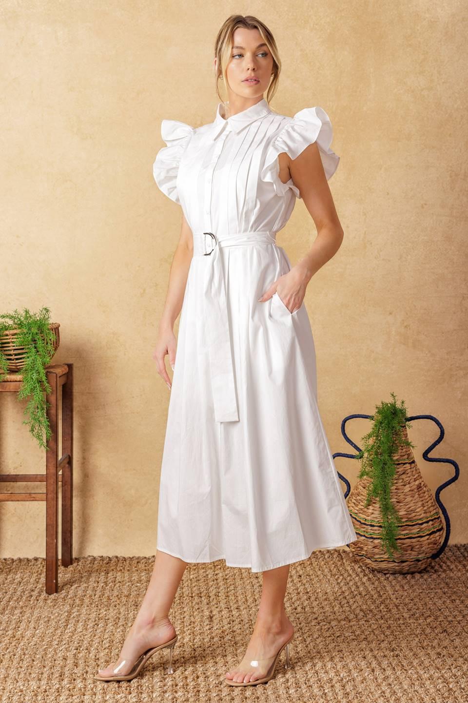 Glimpse in Time Woven Midi Dress in white, view 6 — Soul Flow Apparel