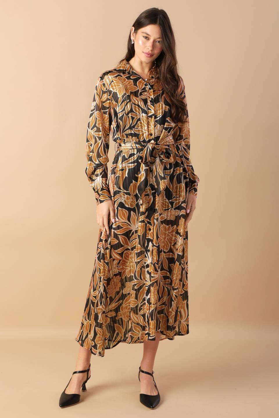 Between the Lines Woven Midi Dress in black, view 4 — Soul Flow Apparel