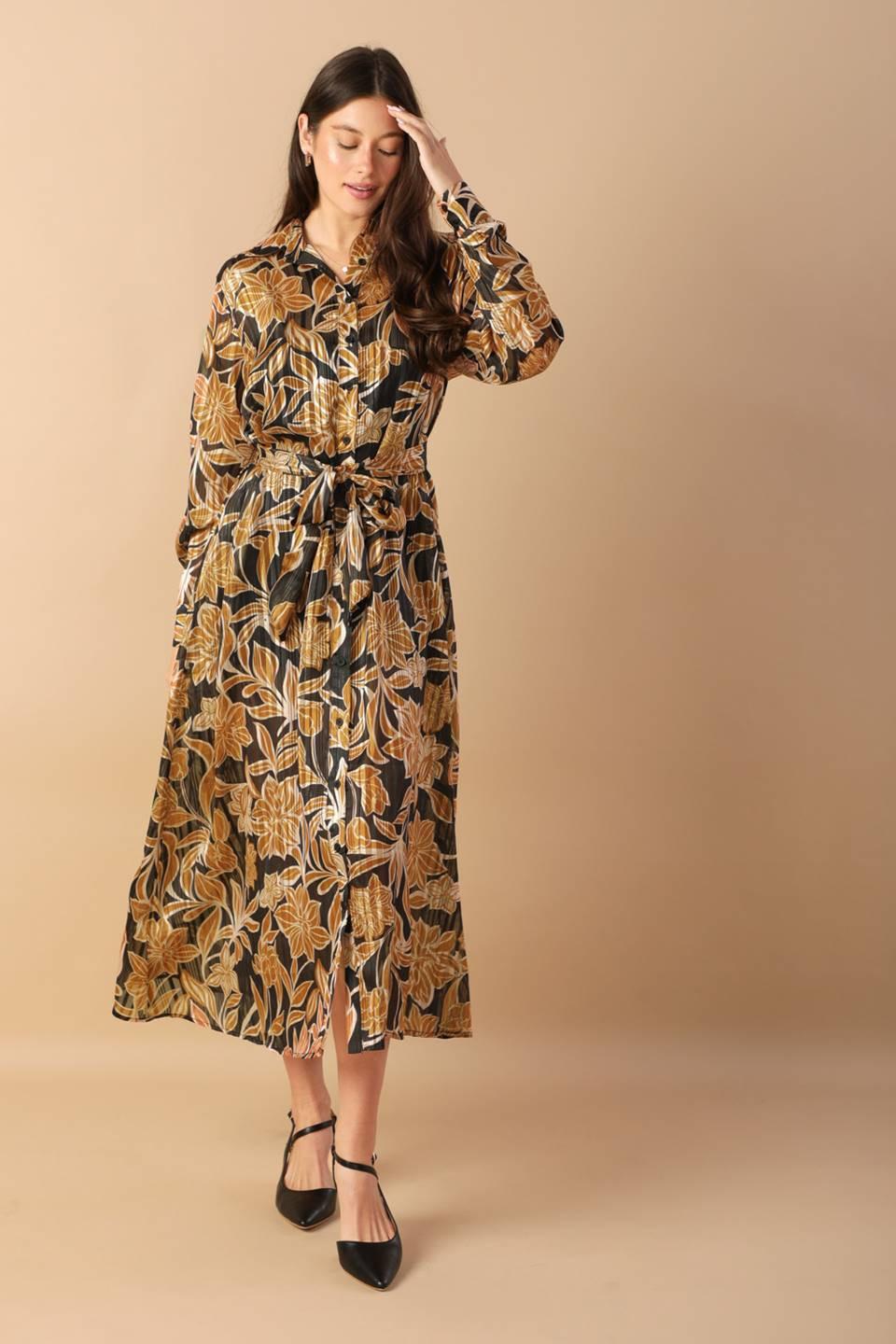 Between the Lines Woven Midi Dress in black, view 5 — Soul Flow Apparel