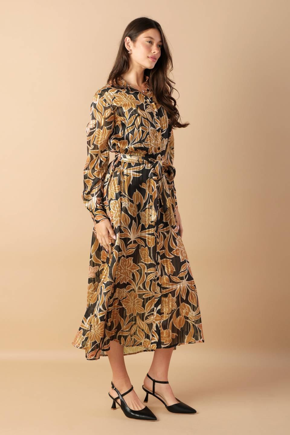 Between the Lines Woven Midi Dress in black, view 7 — Soul Flow Apparel