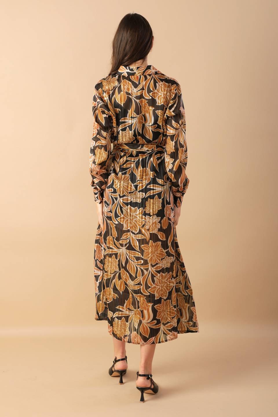 Between the Lines Woven Midi Dress in black, view 8 — Soul Flow Apparel