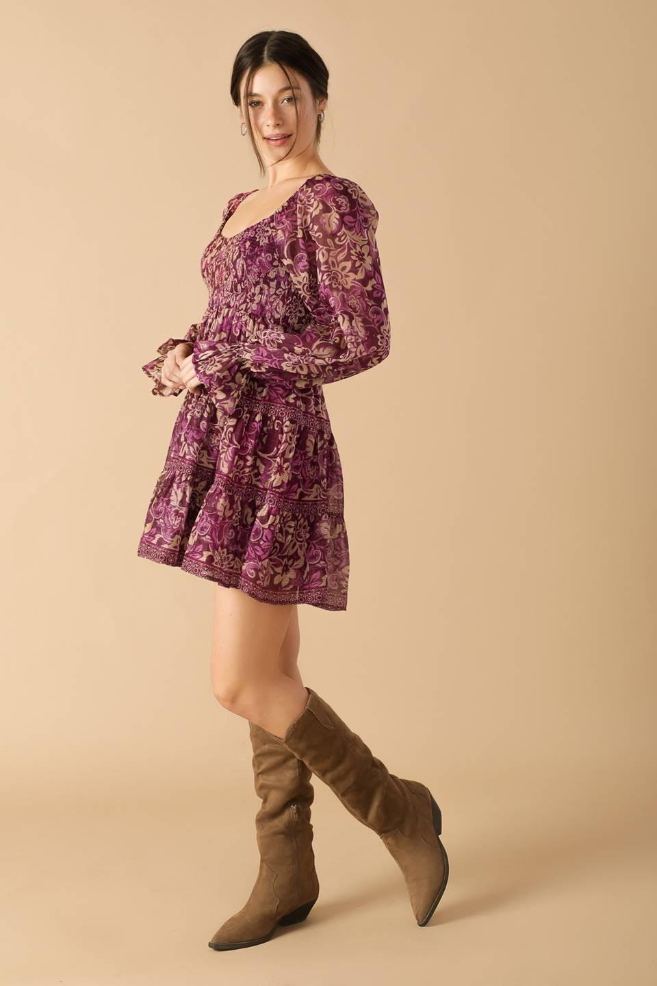 Serene Radiance Woven Mini Dress in purple, view 4 — Soul Flow Apparel