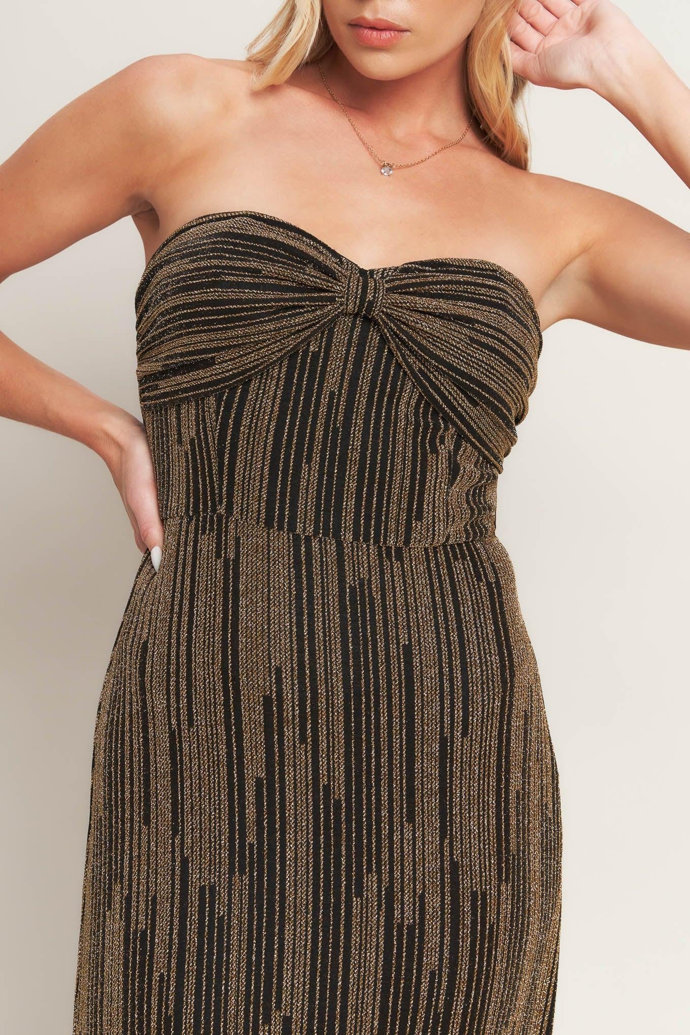 Sacred Promises Metallic Woven Maxi Dress in black gold, view 7 — Soul Flow Apparel