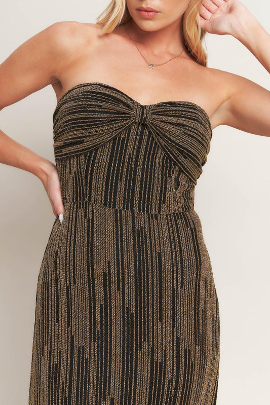 Sacred Promises Metallic Woven Maxi Dress in black gold, view 7 — Soul Flow Apparel