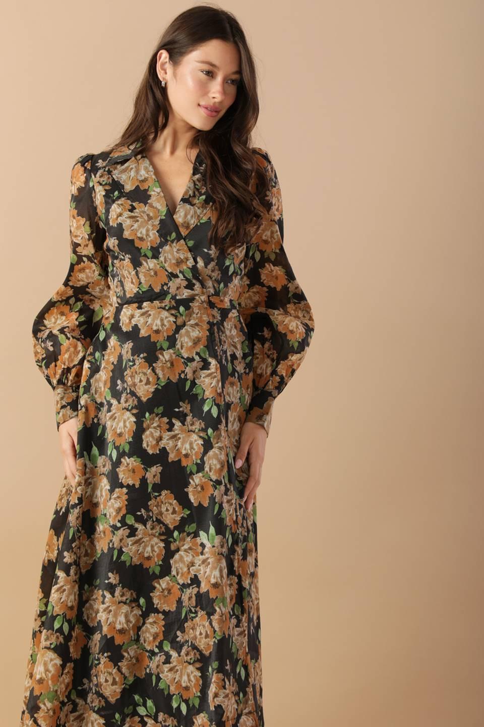 Time to Evolve Woven Midi Dress in black, view 3 — Soul Flow Apparel