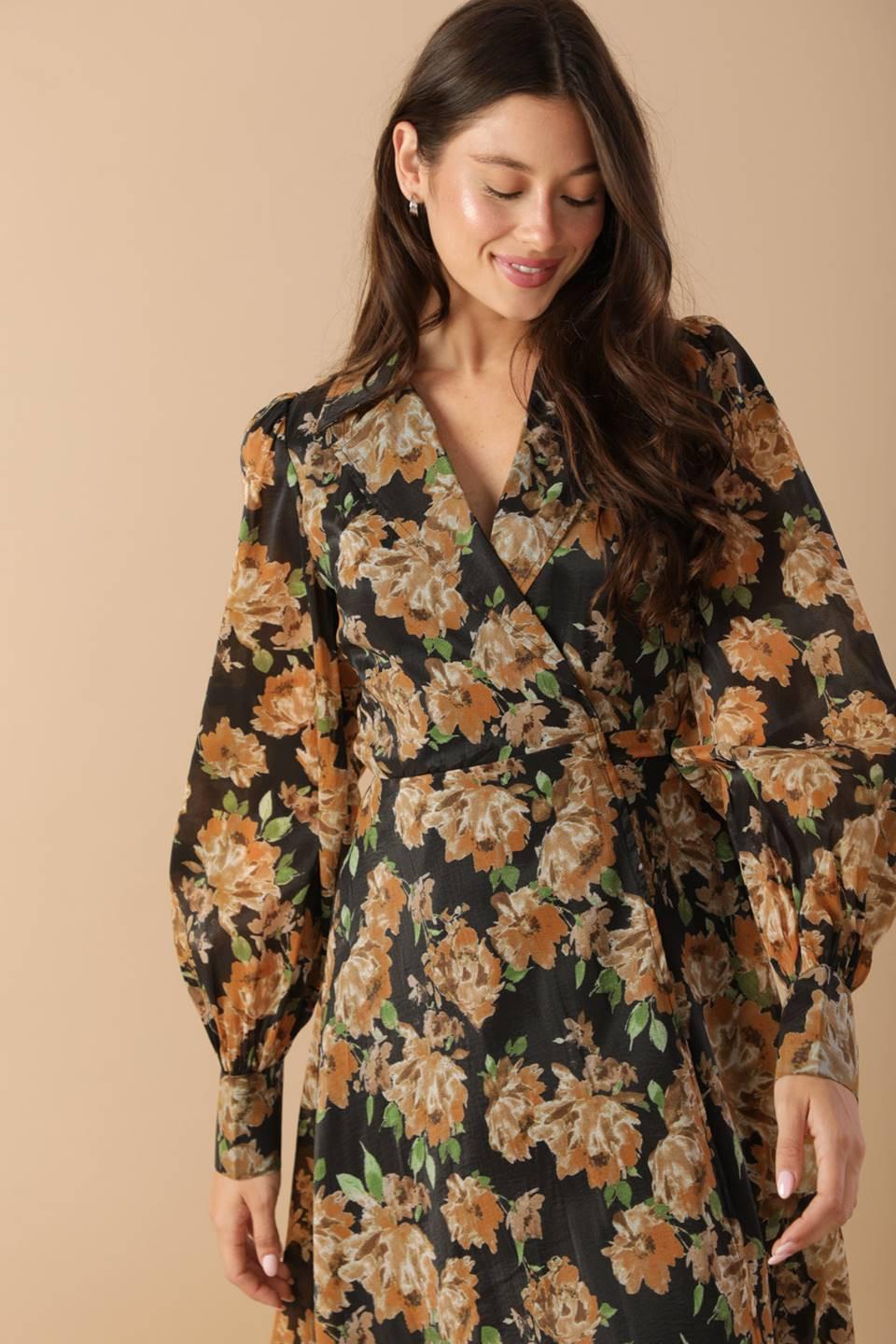 Time to Evolve Woven Midi Dress in black, view 4 — Soul Flow Apparel