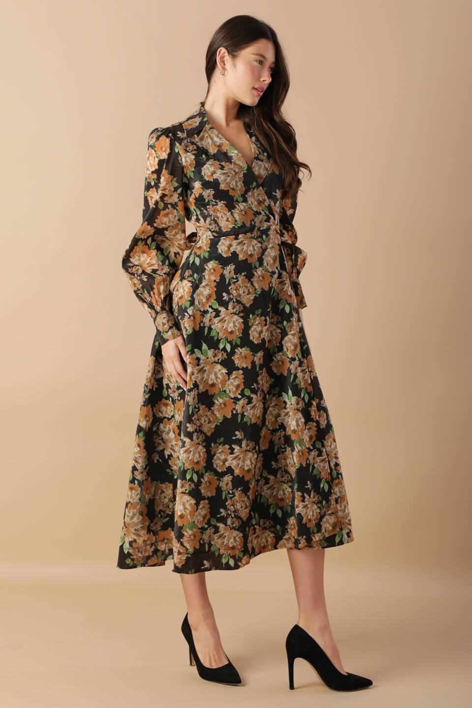 Time to Evolve Woven Midi Dress in black, view 5 — Soul Flow Apparel