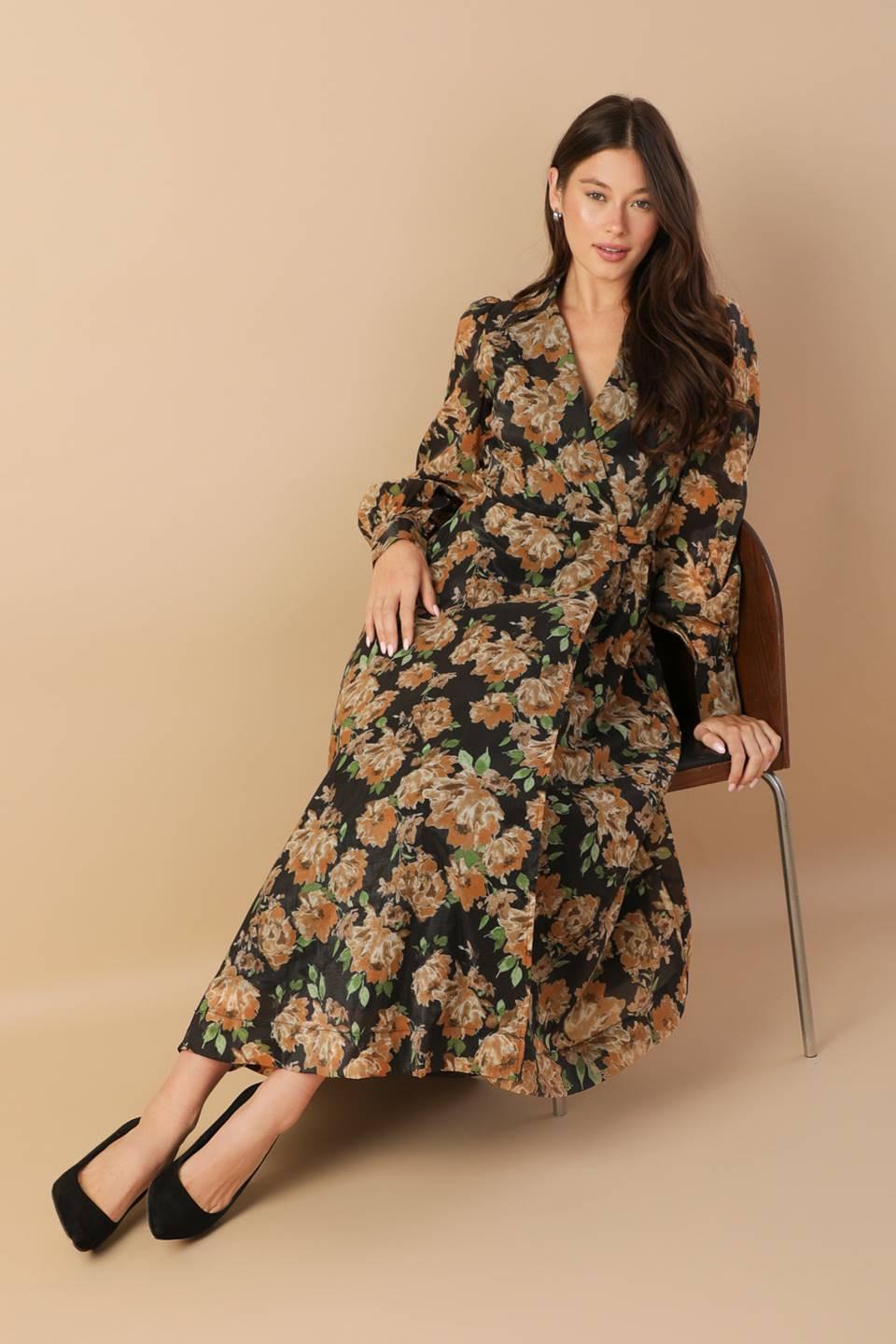 Time to Evolve Woven Midi Dress in black, view 7 — Soul Flow Apparel