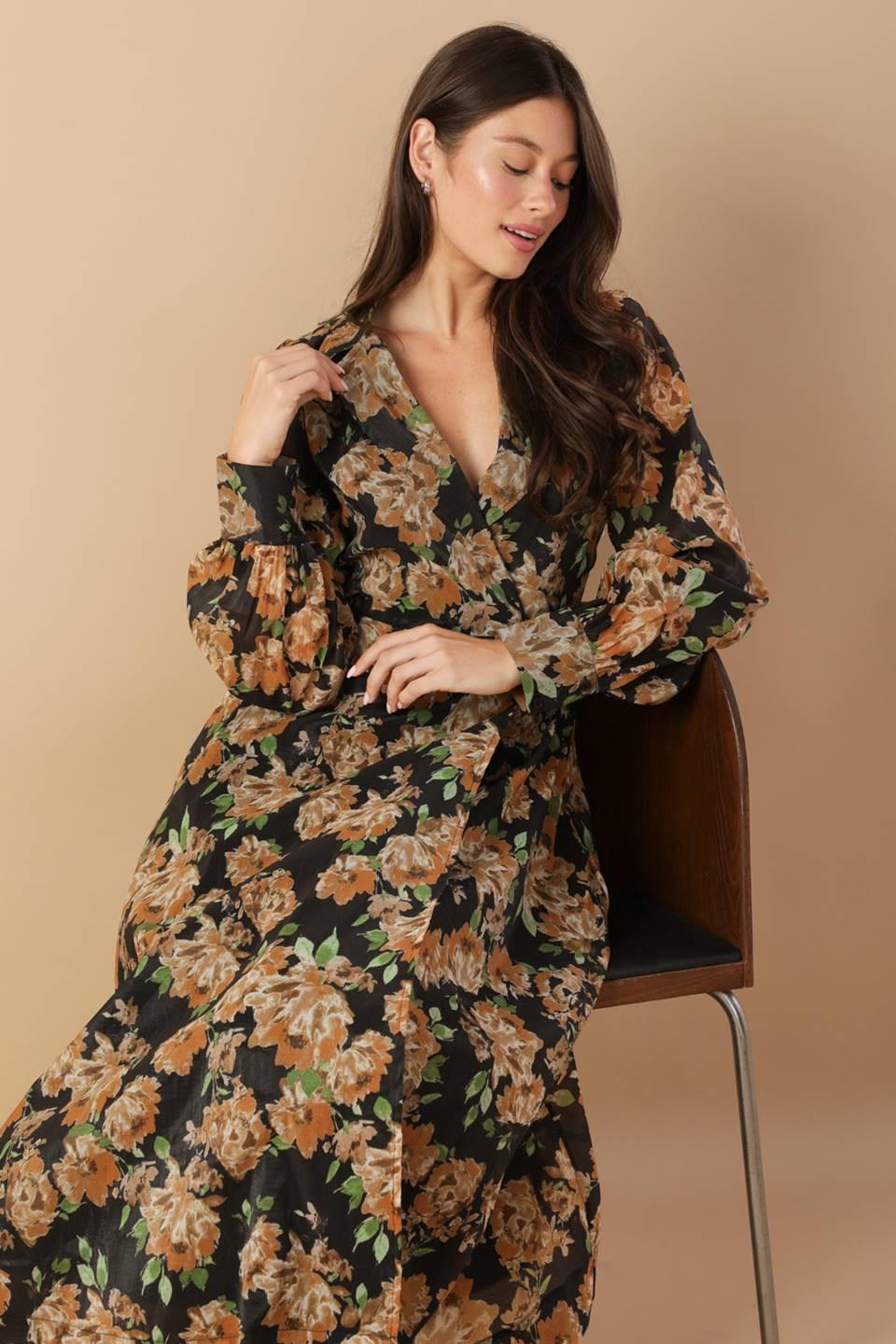 Time to Evolve Woven Midi Dress in black, view 8 — Soul Flow Apparel