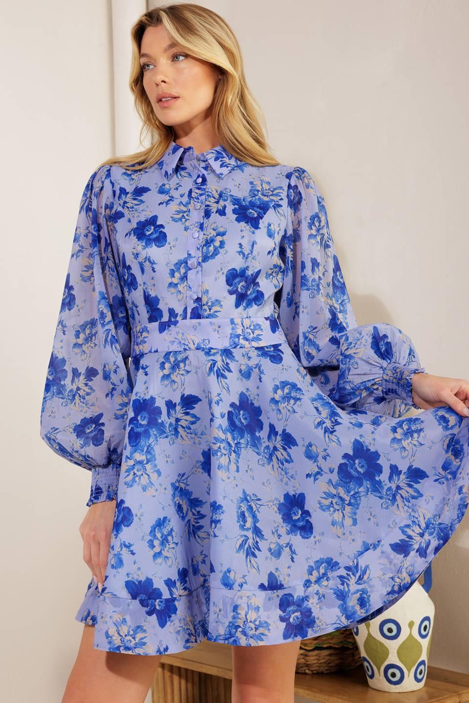 A Part of It Woven Mini Dress in powder blue, view 5 — Soul Flow Apparel