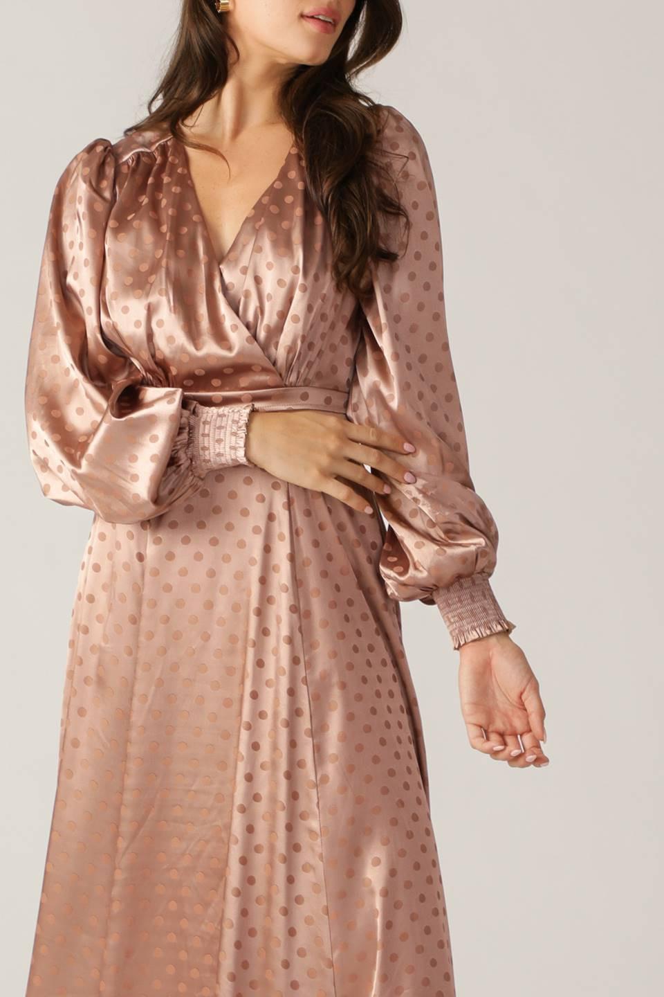 Moments of Clarity Woven Midi Dress in mocha, view 2 — Soul Flow Apparel