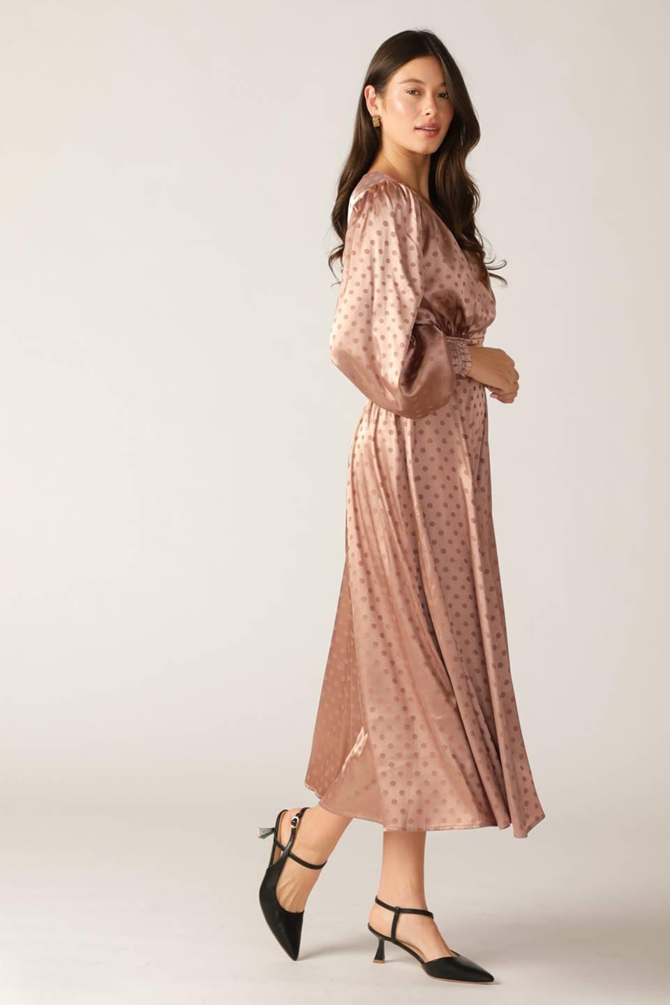 Moments of Clarity Woven Midi Dress in mocha, view 6 — Soul Flow Apparel