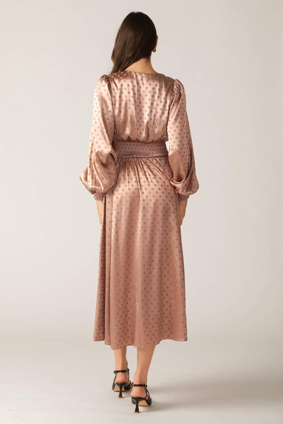 Moments of Clarity Woven Midi Dress in mocha, view 7 — Soul Flow Apparel
