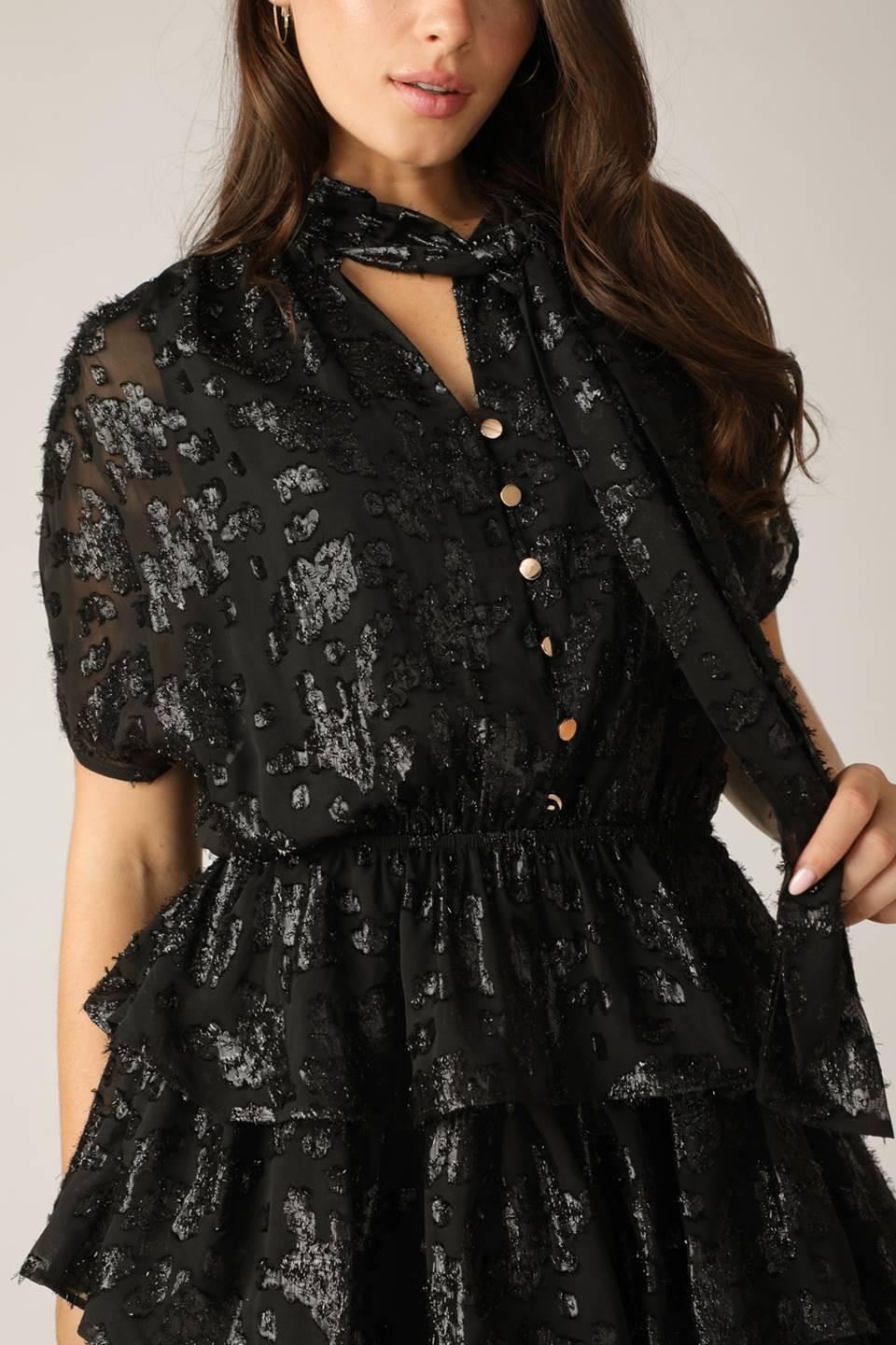 Not I Know Woven Mini Dress in black, view 5 — Soul Flow Apparel