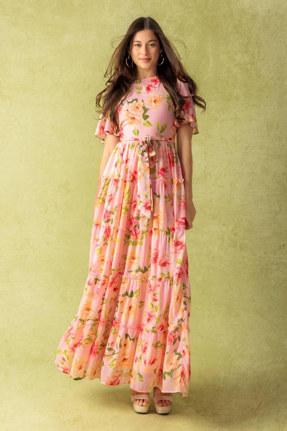 Which Chapter Woven Maxi Dress in light pink, view 1 — Soul Flow Apparel