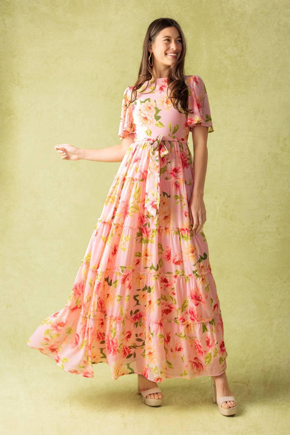 Which Chapter Woven Maxi Dress in light pink, view 3 — Soul Flow Apparel