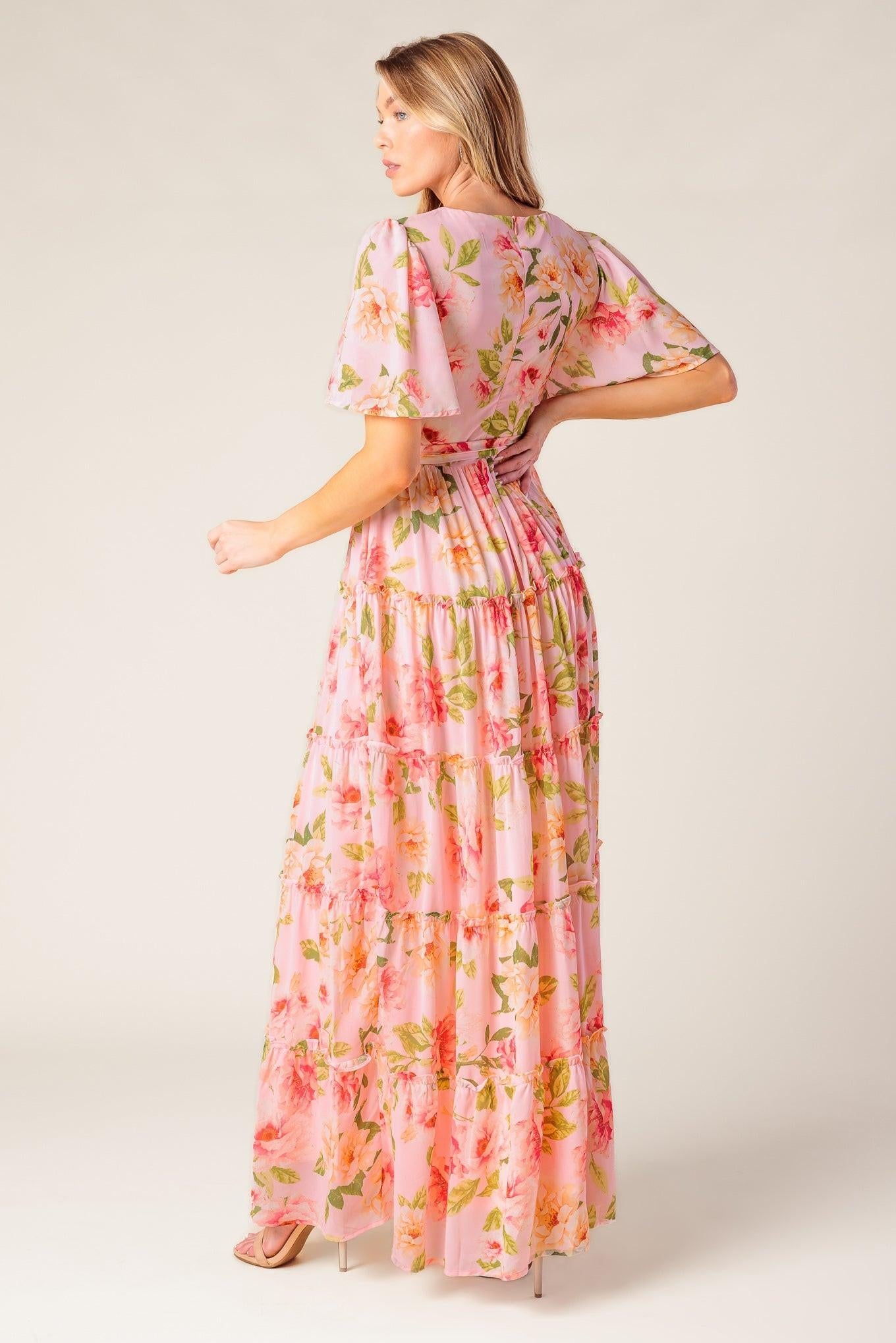 Which Chapter Woven Maxi Dress in light pink, view 6 — Soul Flow Apparel