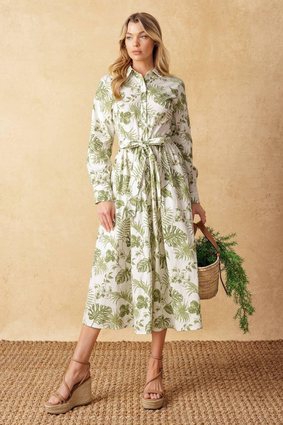 Want You Around Woven Midi Dress in ivory sage, view 1 — Soul Flow Apparel