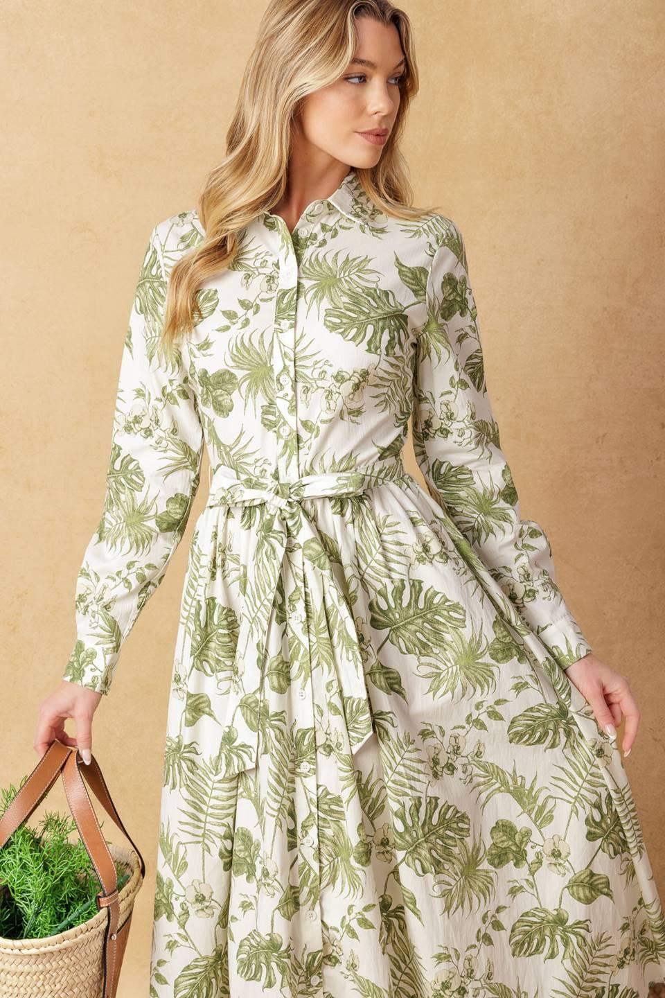 Want You Around Woven Midi Dress in ivory sage, view 6 — Soul Flow Apparel