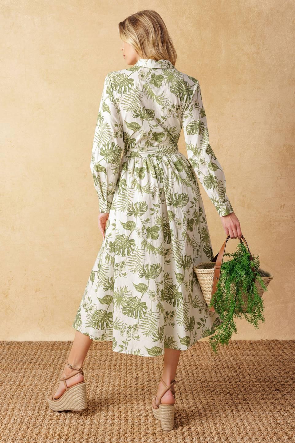 Want You Around Woven Midi Dress in ivory sage, view 8 — Soul Flow Apparel